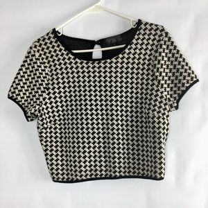 B&W printed sweater short sleeve Crop Top